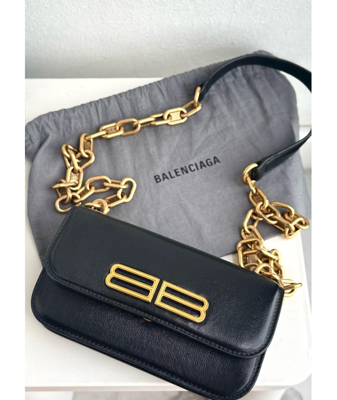 BALENCIAGA Черная кожаная сумка через плечо, фото 2