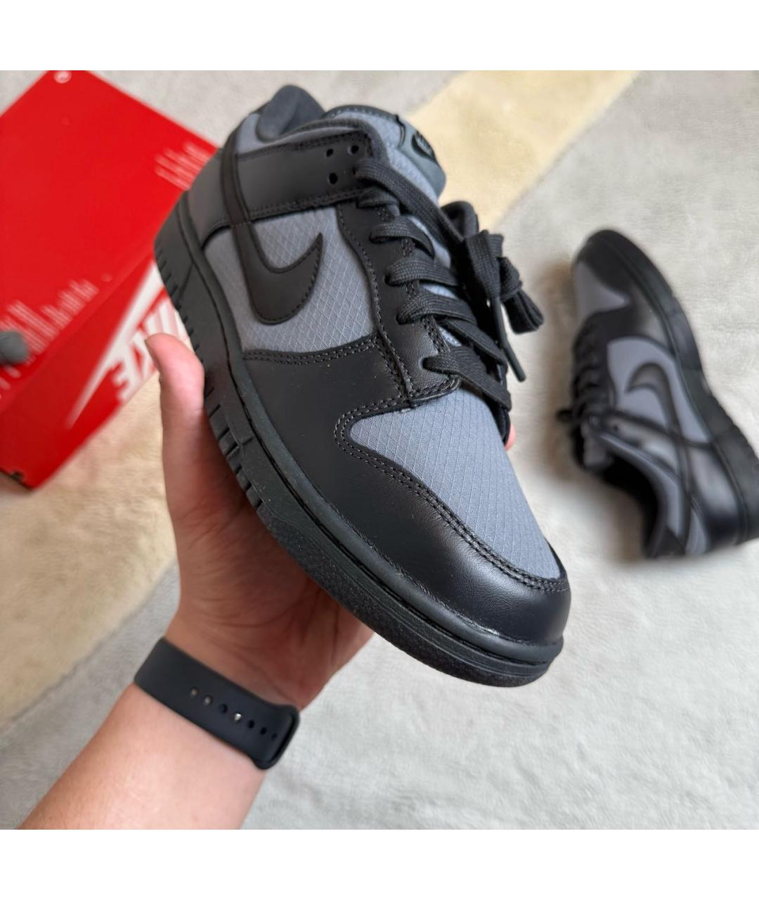 NIKE Антрацитовые кожаные низкие кроссовки / кеды, фото 6