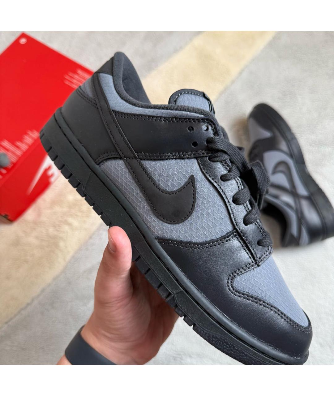 NIKE Антрацитовые кожаные низкие кроссовки / кеды, фото 5