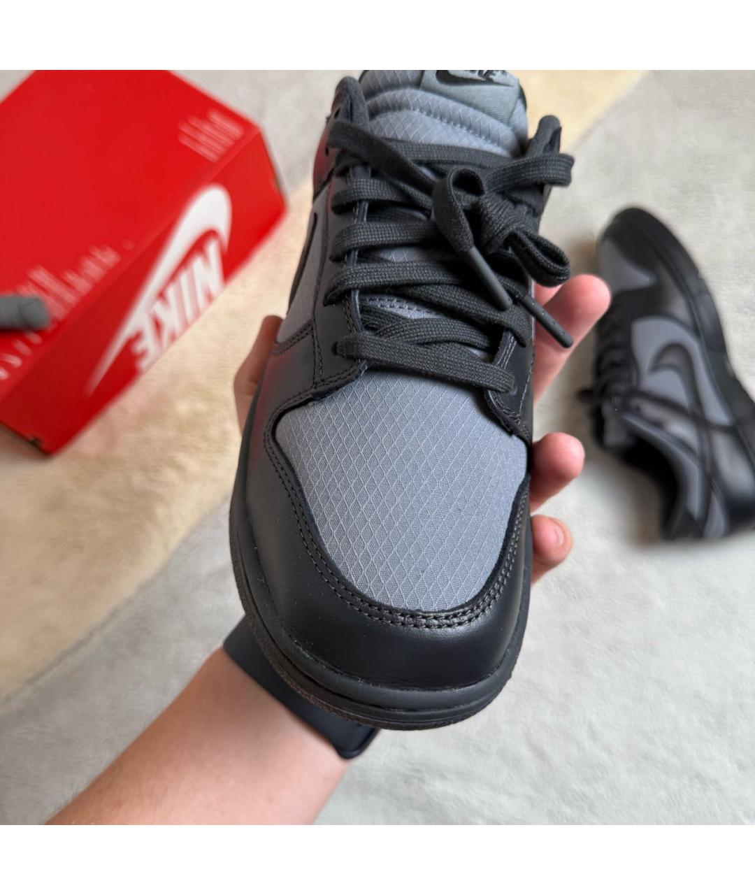 NIKE Антрацитовые кожаные низкие кроссовки / кеды, фото 7