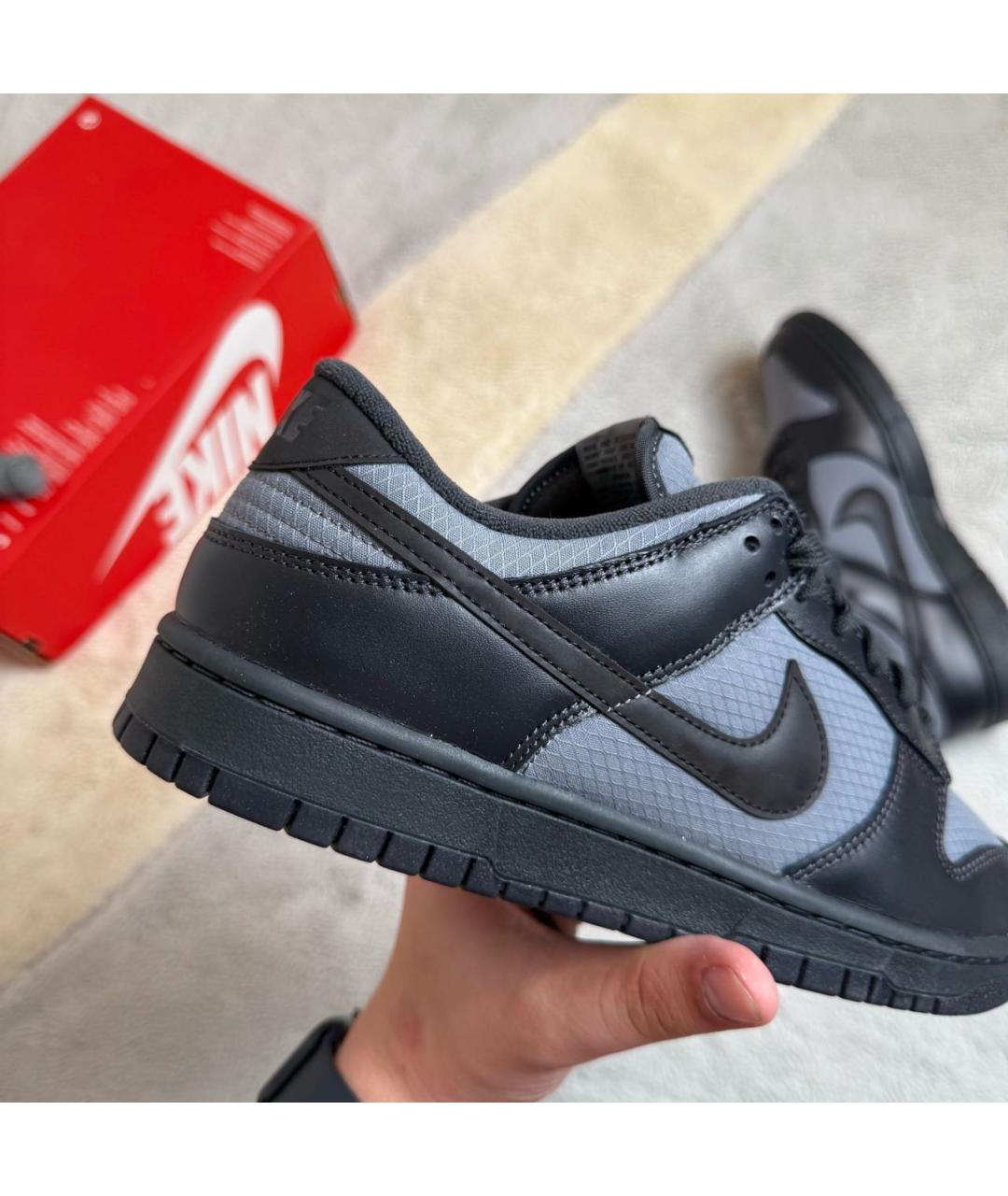 NIKE Антрацитовые кожаные низкие кроссовки / кеды, фото 4
