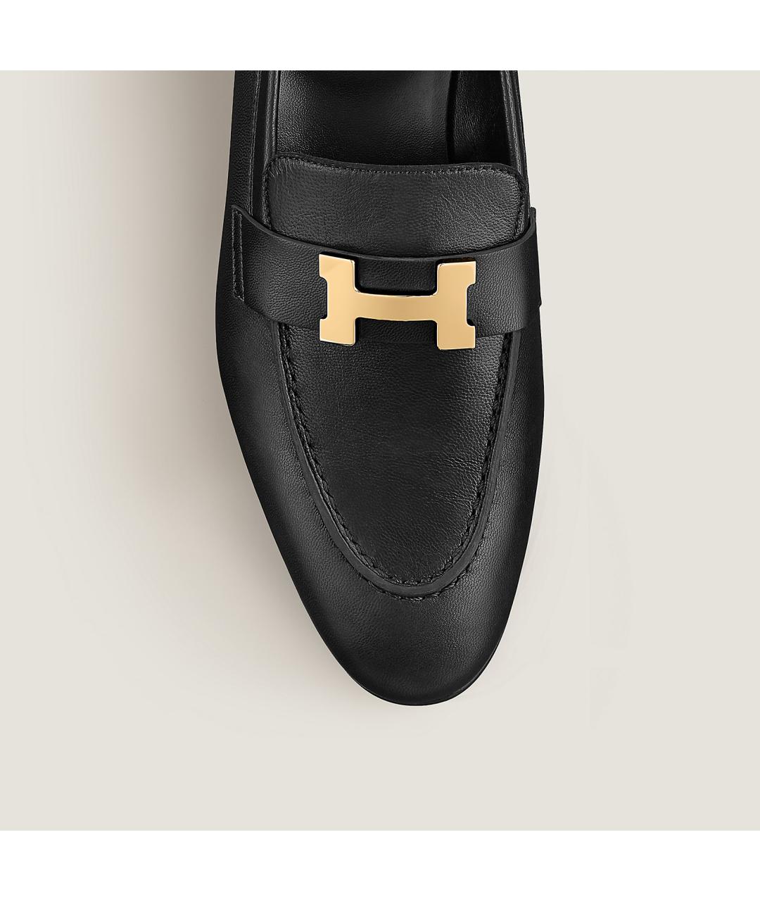 HERMES Черные кожаные лоферы, фото 5