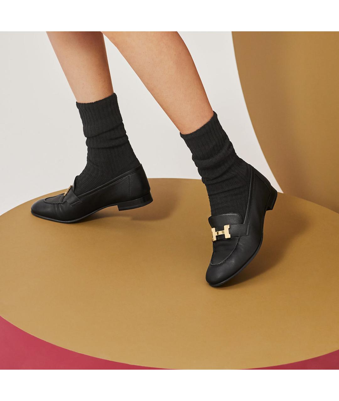 HERMES Черные кожаные лоферы, фото 6