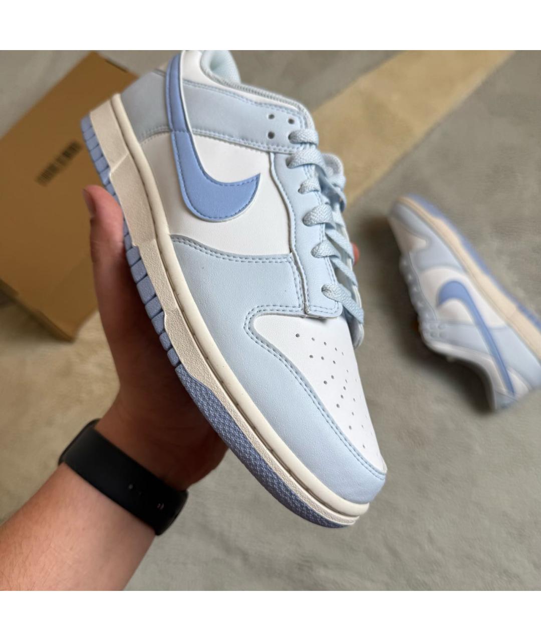 NIKE Голубые кожаные низкие кроссовки / кеды, фото 6