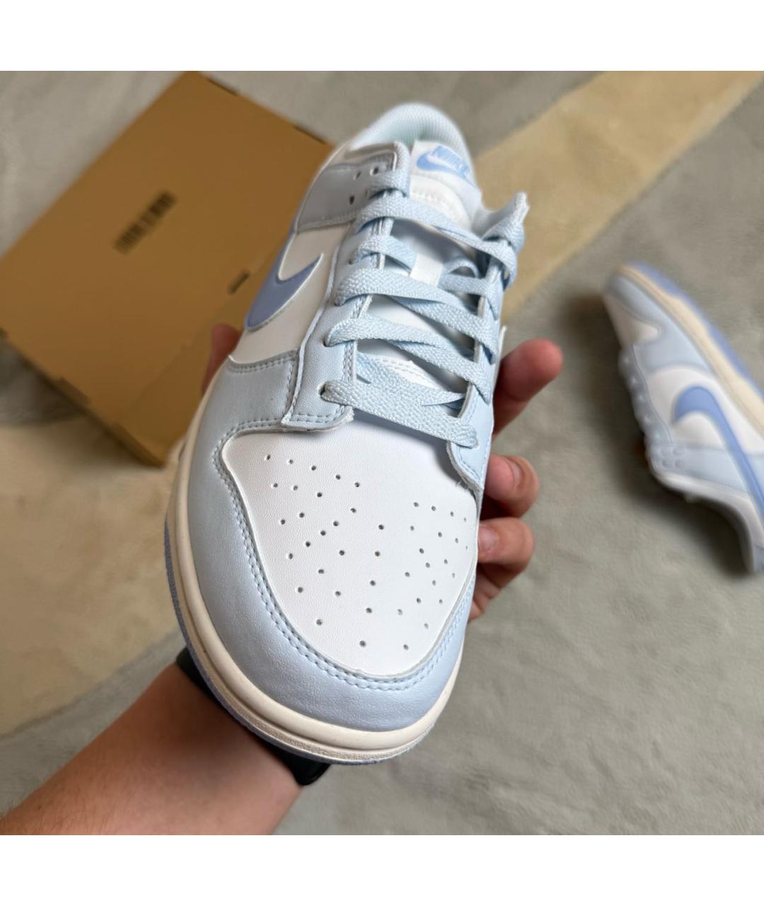NIKE Голубые кожаные низкие кроссовки / кеды, фото 7