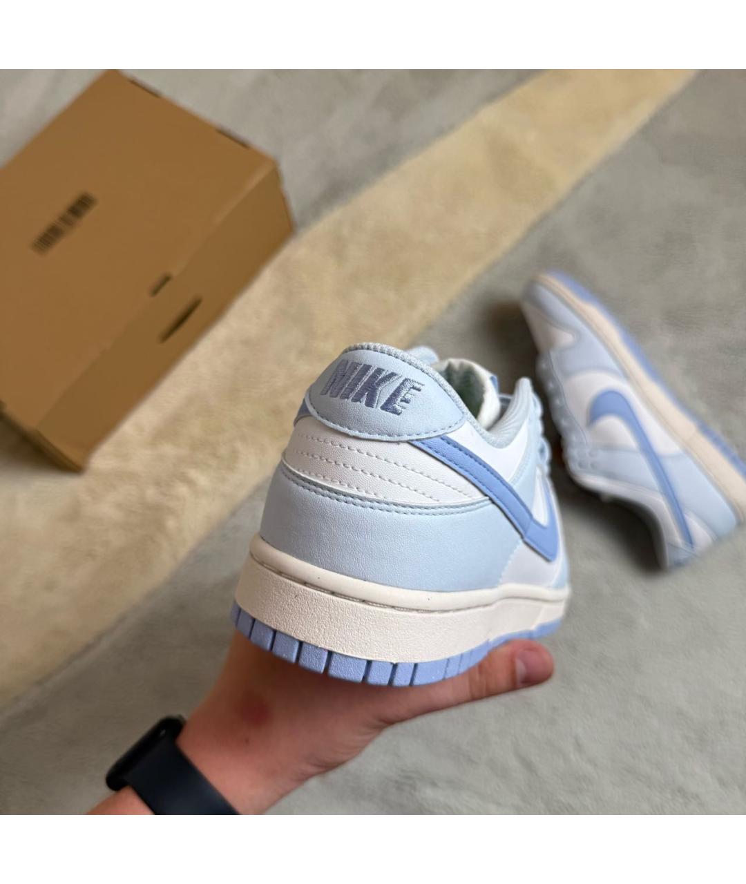 NIKE Голубые кожаные низкие кроссовки / кеды, фото 3
