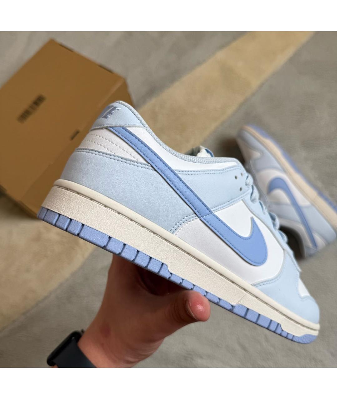 NIKE Голубые кожаные низкие кроссовки / кеды, фото 4