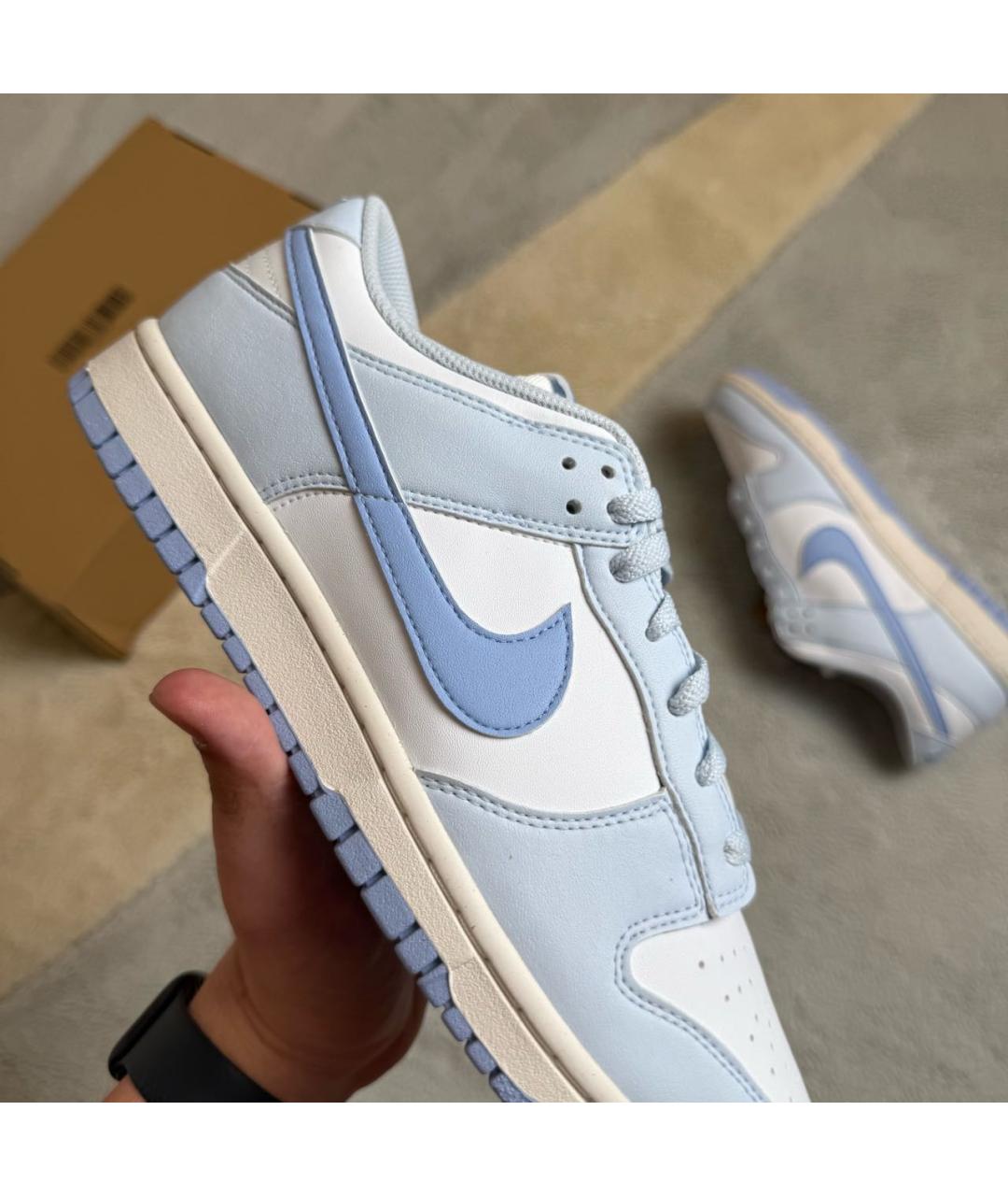 NIKE Голубые кожаные низкие кроссовки / кеды, фото 5
