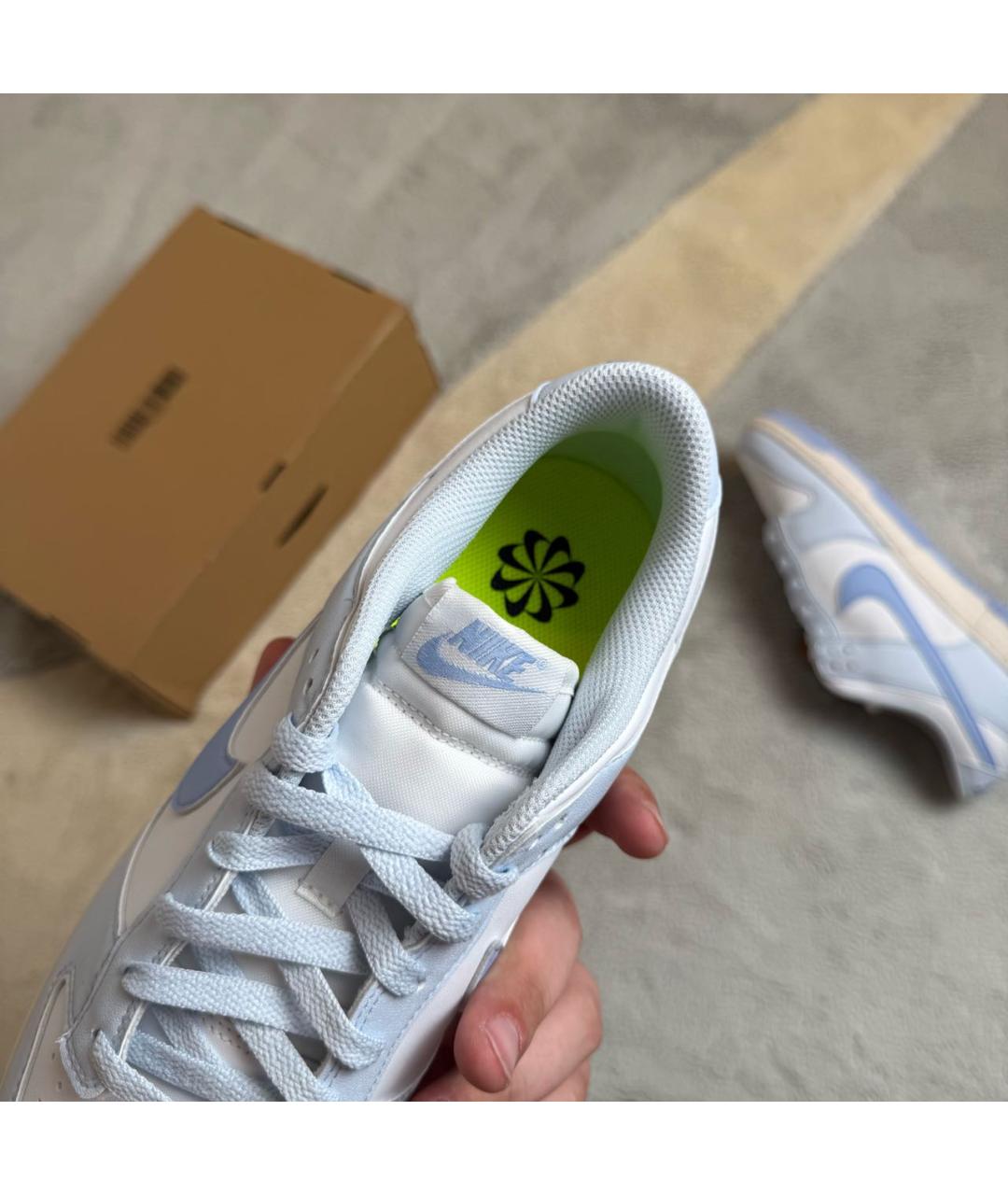 NIKE Голубые кожаные низкие кроссовки / кеды, фото 8