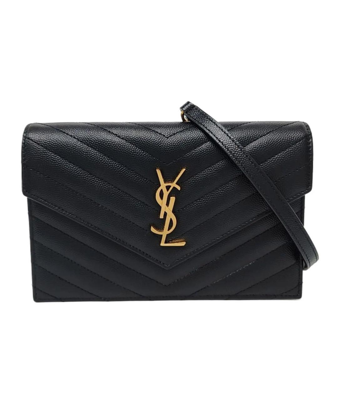 SAINT LAURENT Черная кожаная сумка через плечо, фото 1