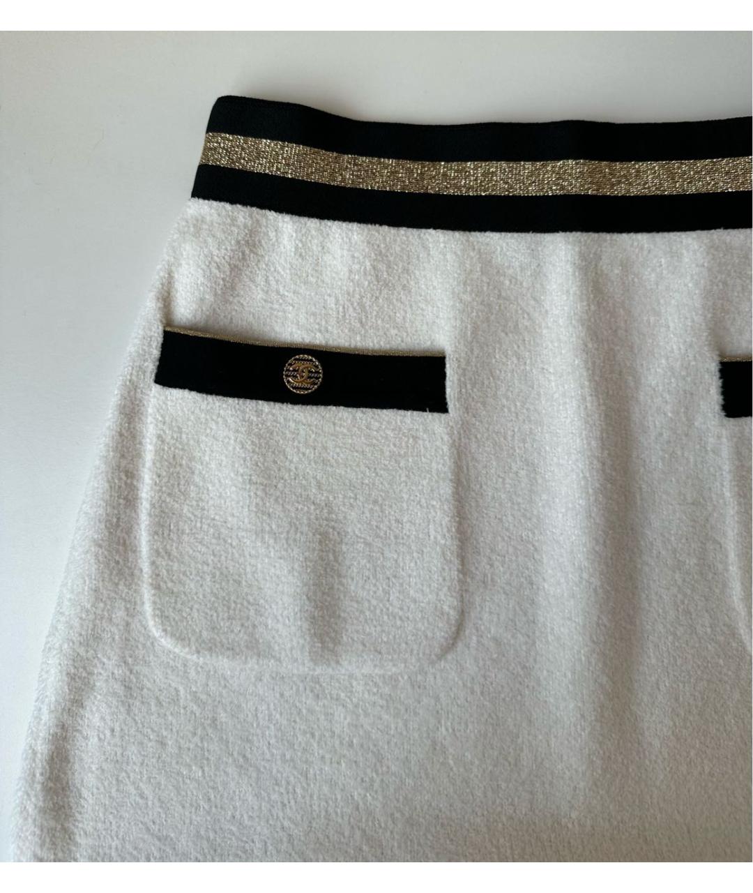 CHANEL Белая хлопковая юбка мини, фото 4