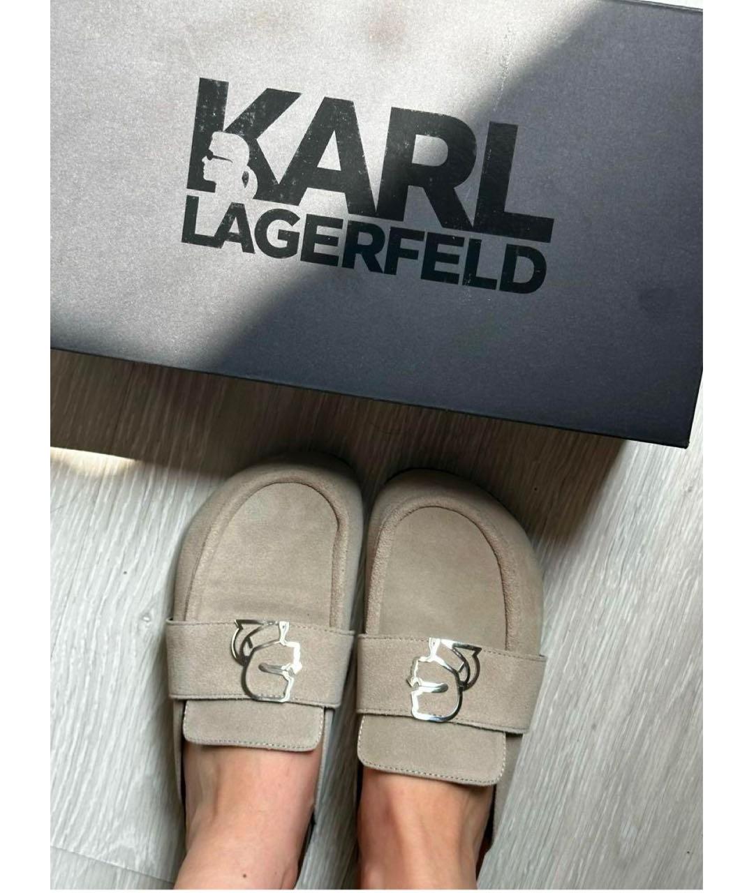 KARL LAGERFELD Бежевые замшевые мюли, фото 4