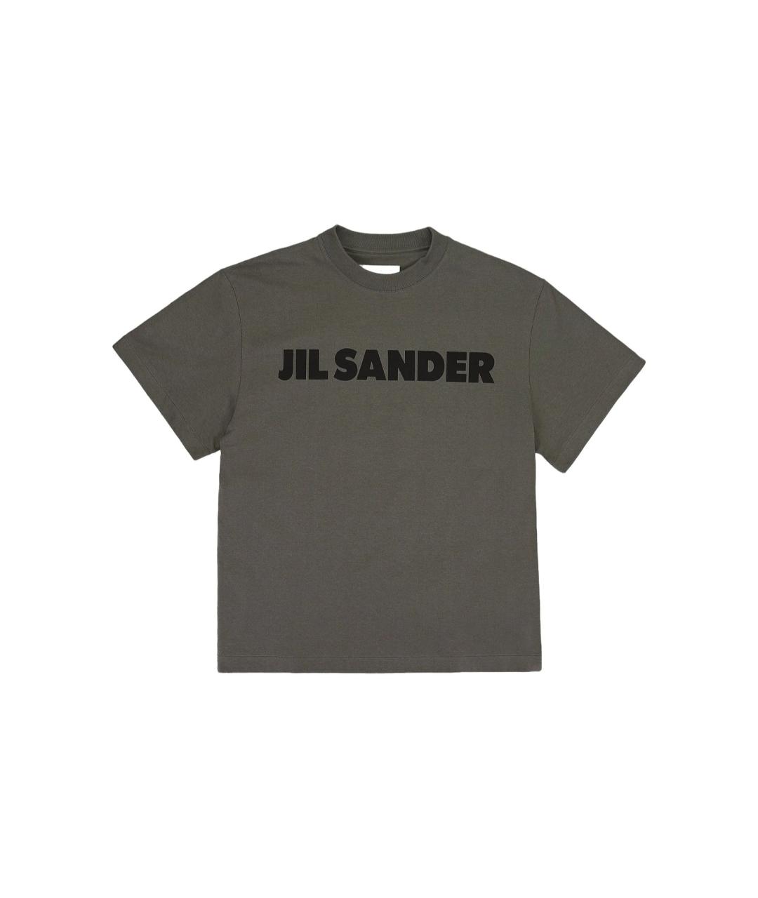 JIL SANDER Хаки хлопковая футболка, фото 5