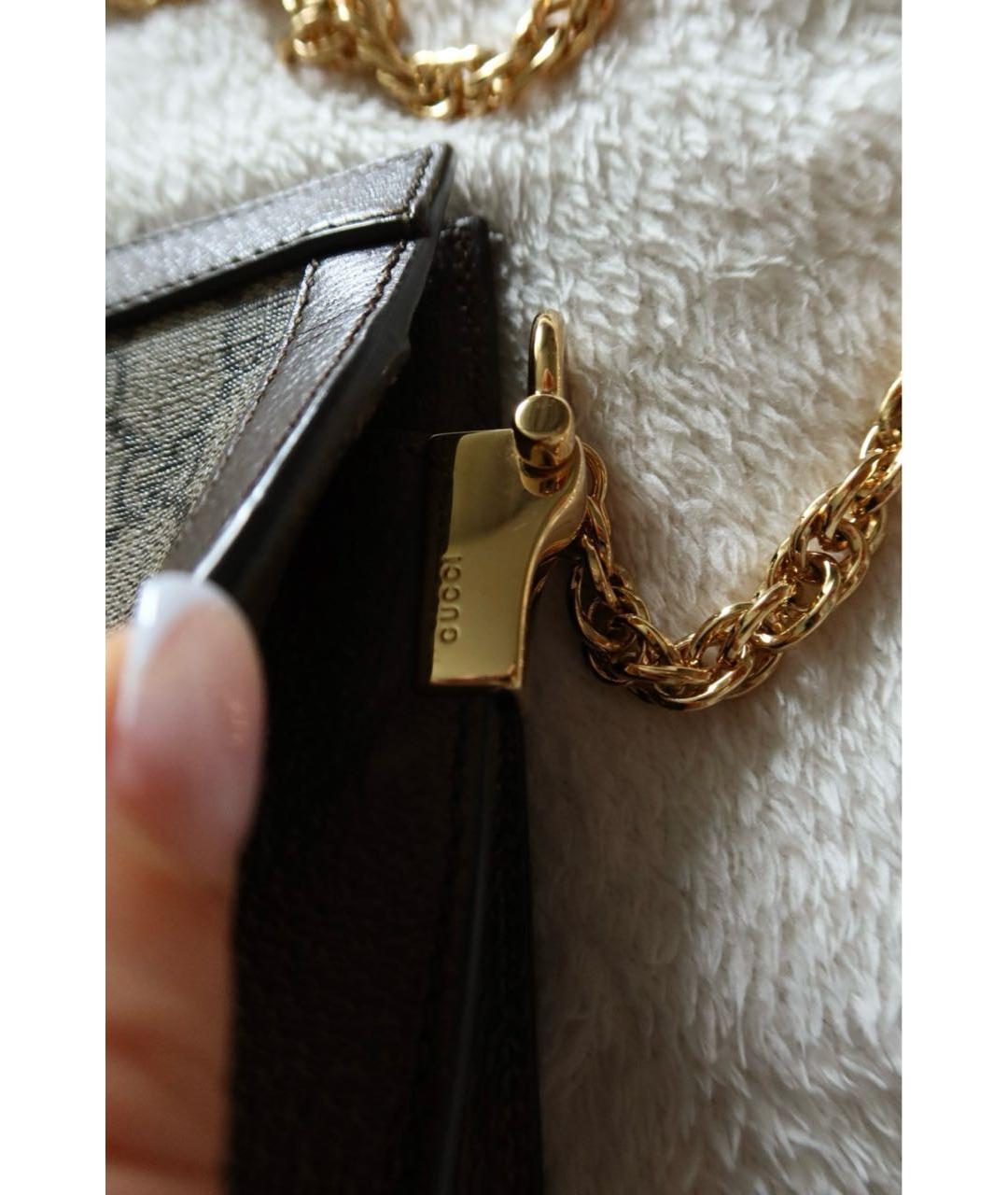 GUCCI Коричневая кожаная сумка через плечо, фото 3