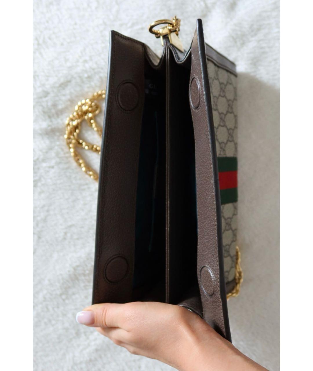 GUCCI Коричневая кожаная сумка через плечо, фото 2