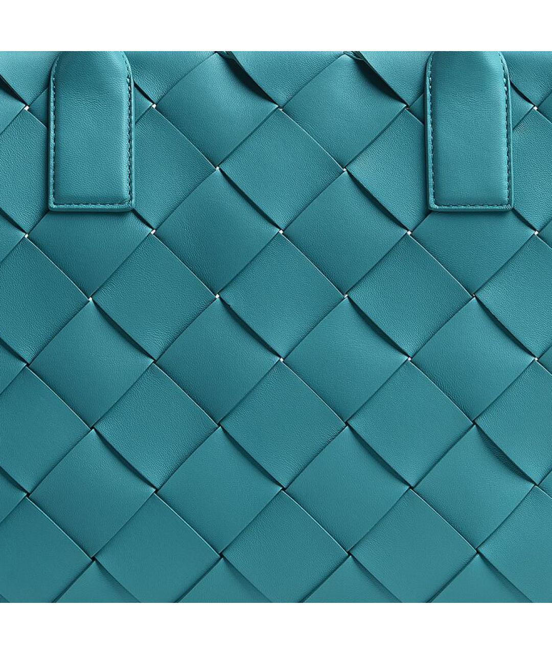 BOTTEGA VENETA Бирюзовая кожаная сумка тоут, фото 4