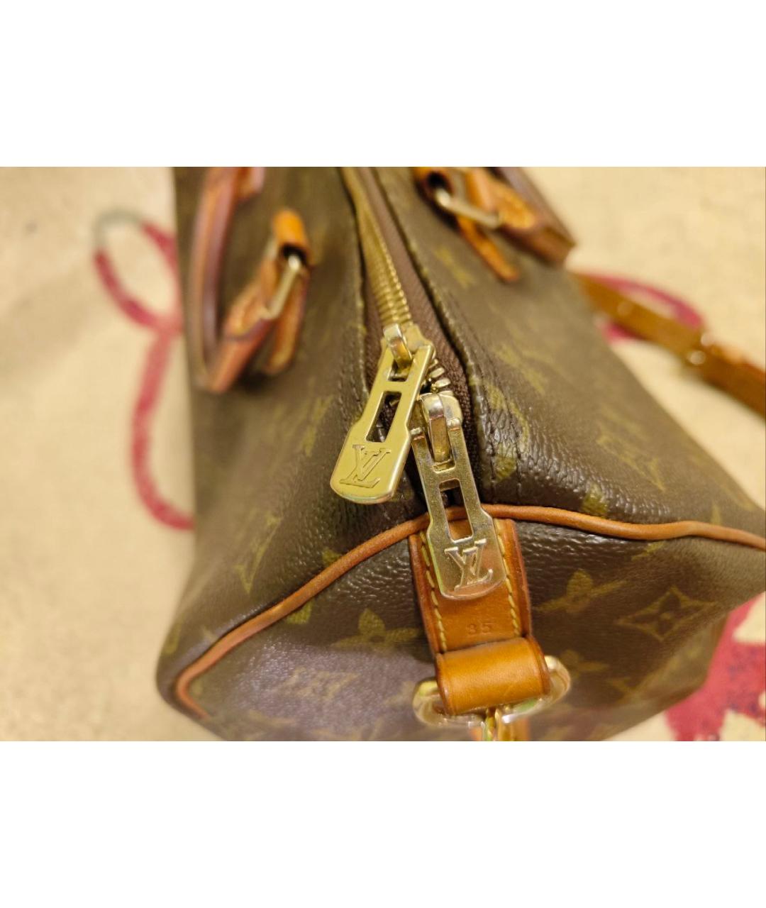 LOUIS VUITTON Коричневая сумка с короткими ручками из искусственной кожи, фото 4