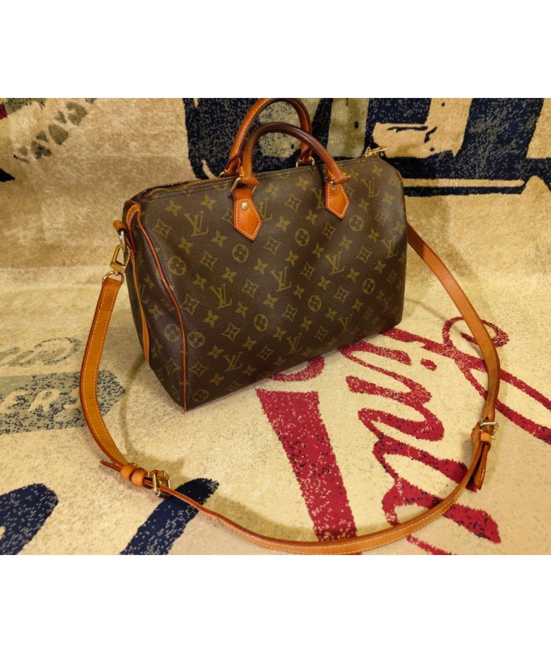 LOUIS VUITTON Коричневая сумка с короткими ручками из искусственной кожи, фото 2