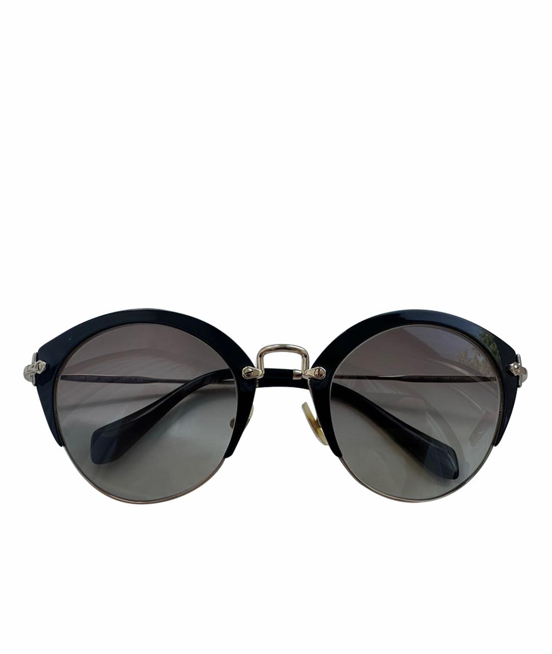 MIU MIU Черные металлические солнцезащитные очки, фото 1