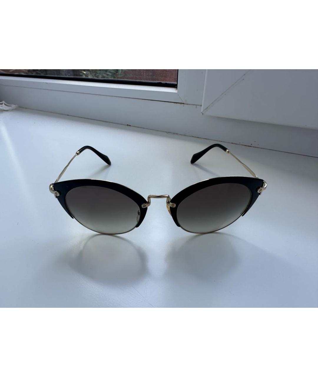 MIU MIU Черные металлические солнцезащитные очки, фото 2