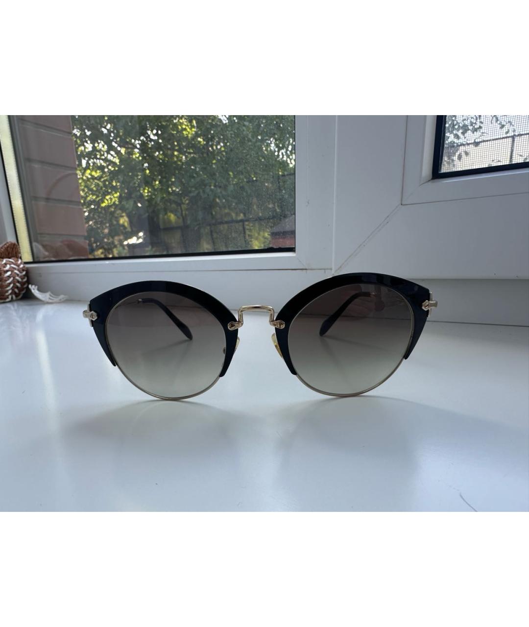 MIU MIU Черные металлические солнцезащитные очки, фото 3