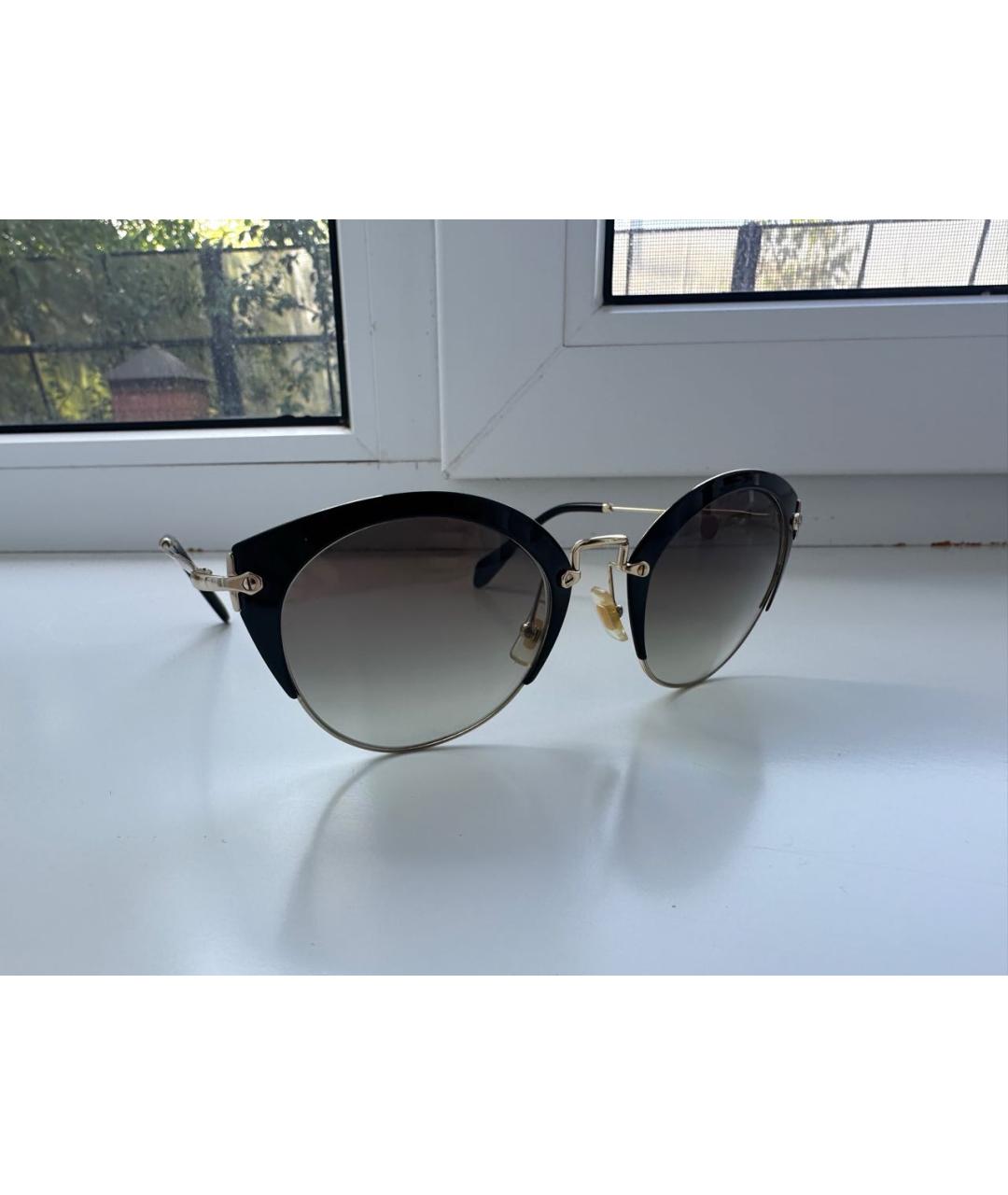 MIU MIU Черные металлические солнцезащитные очки, фото 4
