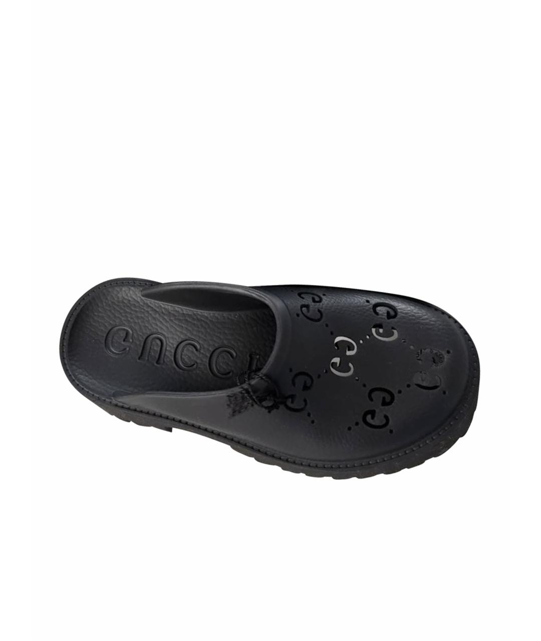 GUCCI Черные резиновые сабо, фото 1