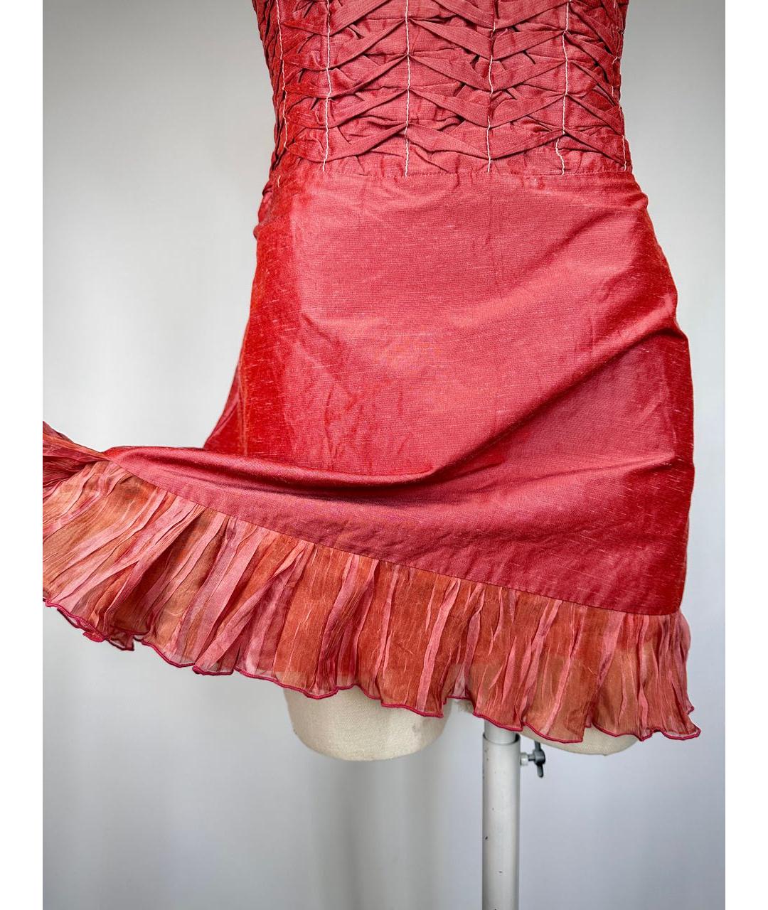 ALEXANDER MCQUEEN Коралловое вискозное коктейльное платье, фото 7