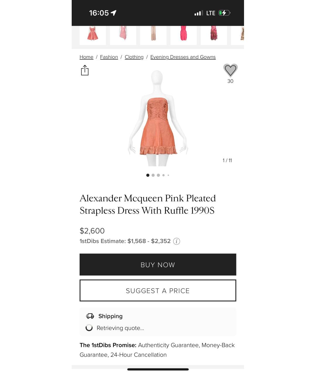 ALEXANDER MCQUEEN Коралловое вискозное коктейльное платье, фото 2