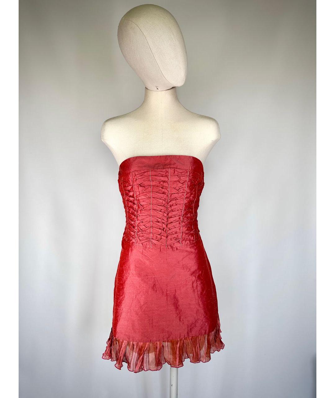 ALEXANDER MCQUEEN Коралловое вискозное коктейльное платье, фото 9