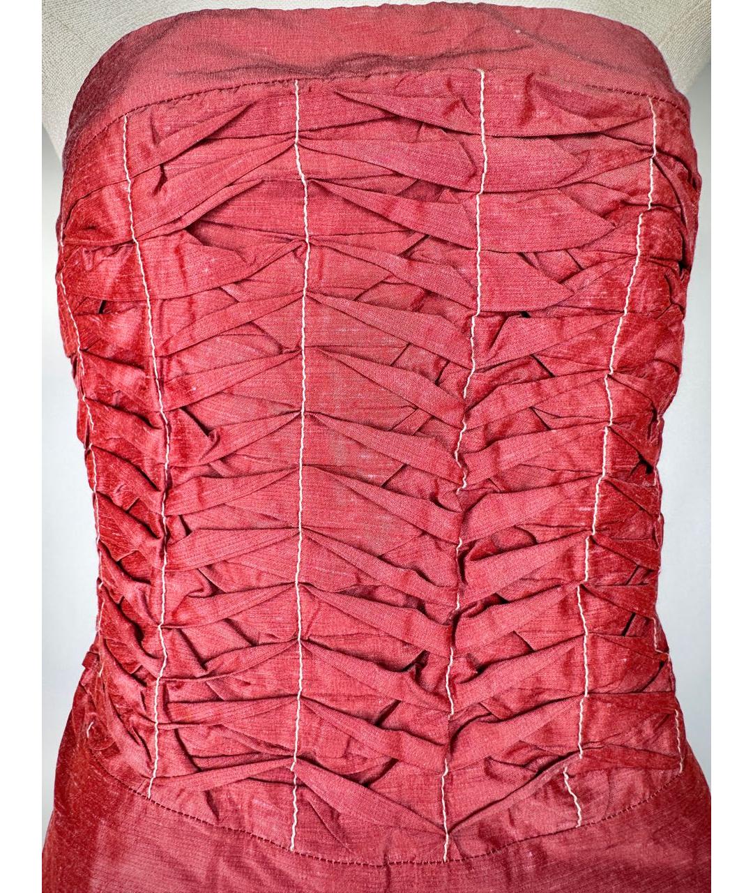 ALEXANDER MCQUEEN Коралловое вискозное коктейльное платье, фото 3