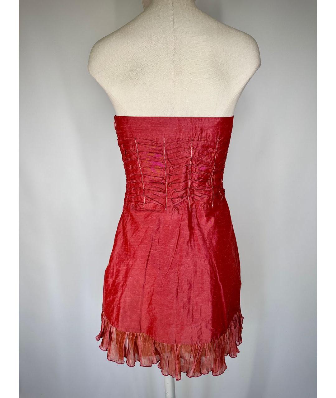 ALEXANDER MCQUEEN Коралловое вискозное коктейльное платье, фото 6