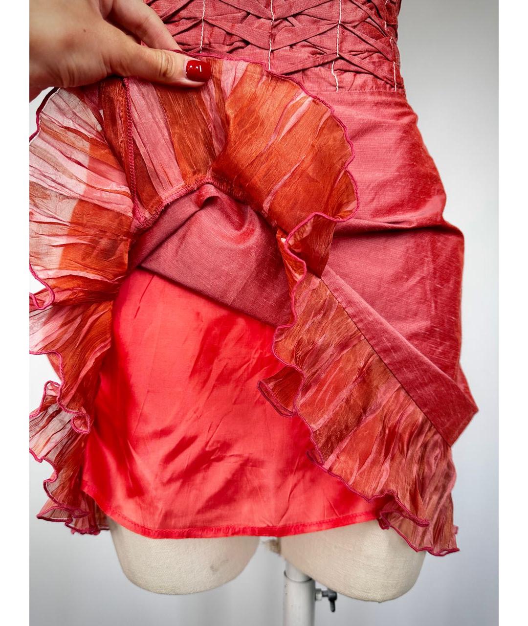 ALEXANDER MCQUEEN Коралловое вискозное коктейльное платье, фото 4