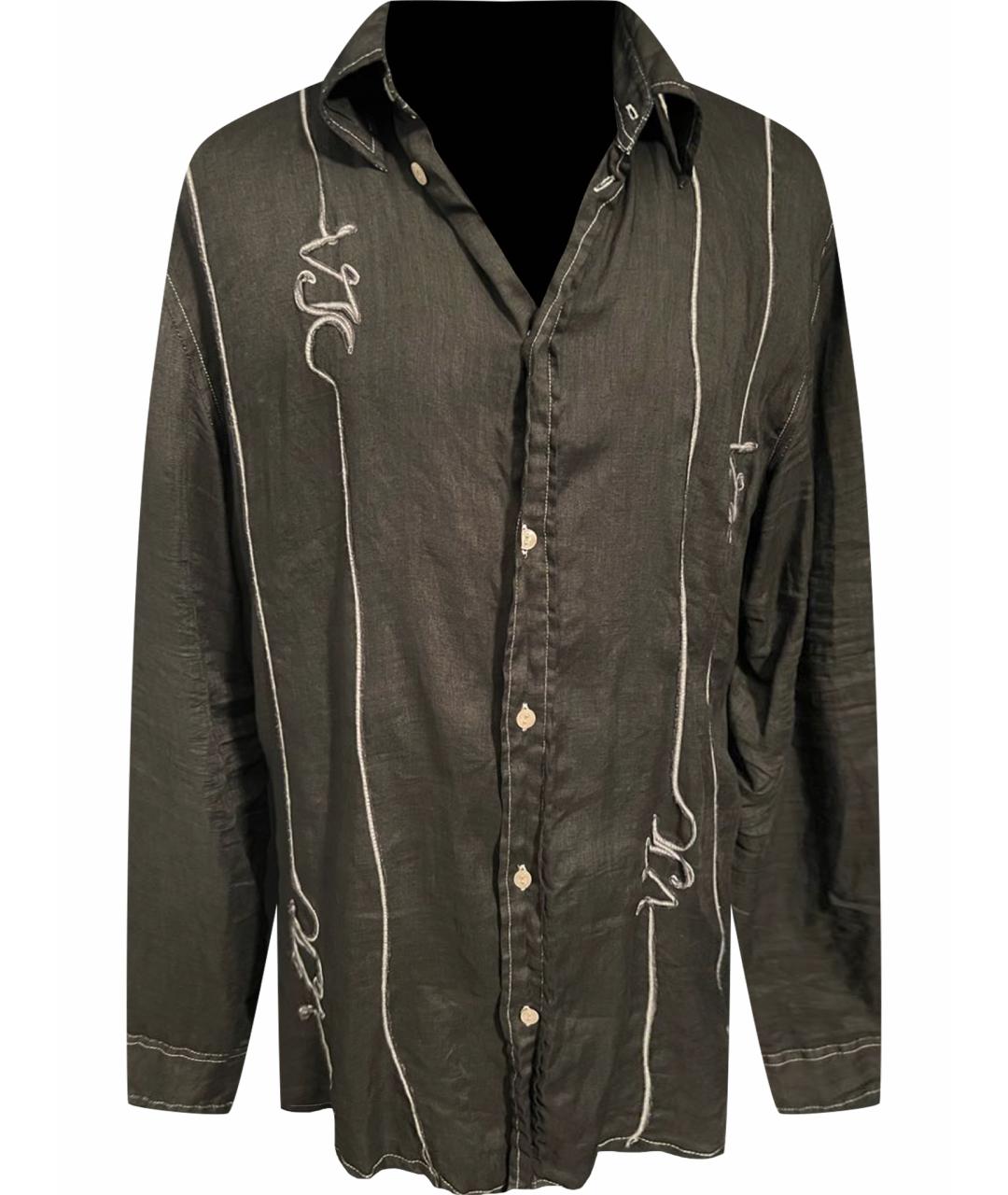 VERSACE JEANS COUTURE Черная льняная кэжуал рубашка, фото 1