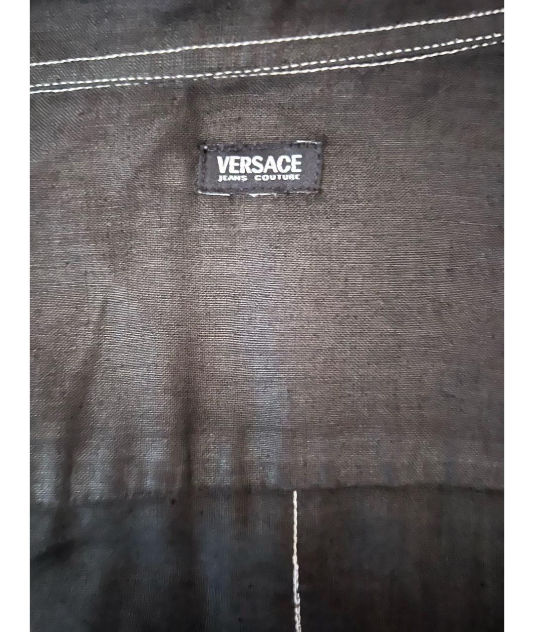 VERSACE JEANS COUTURE Черная льняная кэжуал рубашка, фото 3