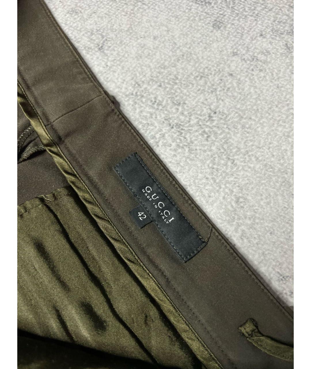 GUCCI Хаки брюки узкие, фото 6