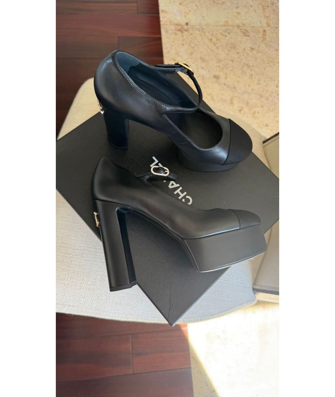 CHANEL Черные кожаные туфли, фото 5
