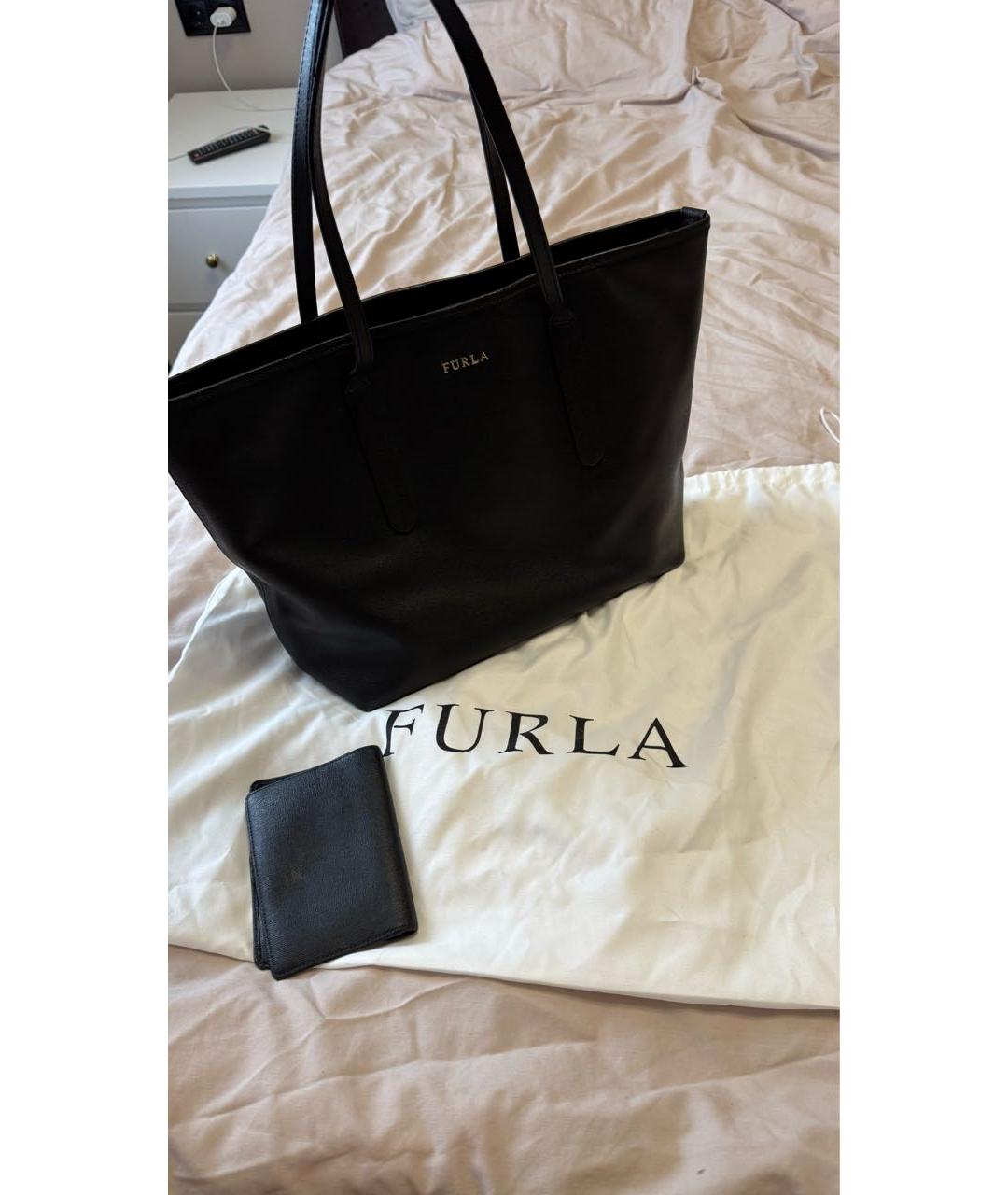 FURLA Черная сумка тоут из искусственной кожи, фото 2