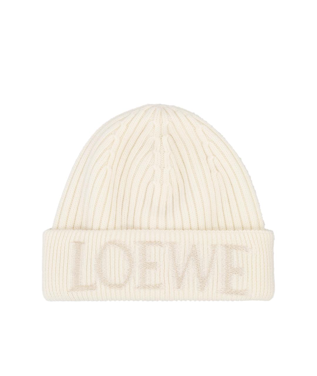 LOEWE Белая шерстяная шапка, фото 1