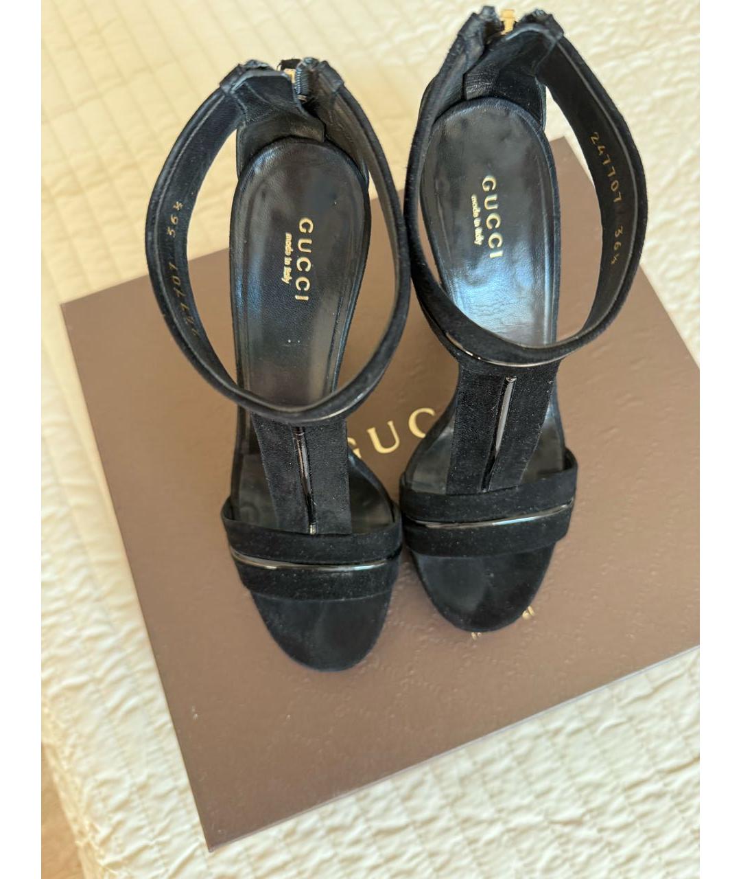 GUCCI Черные замшевые босоножки, фото 3