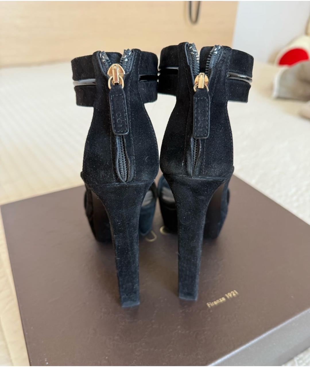 GUCCI Черные замшевые босоножки, фото 4