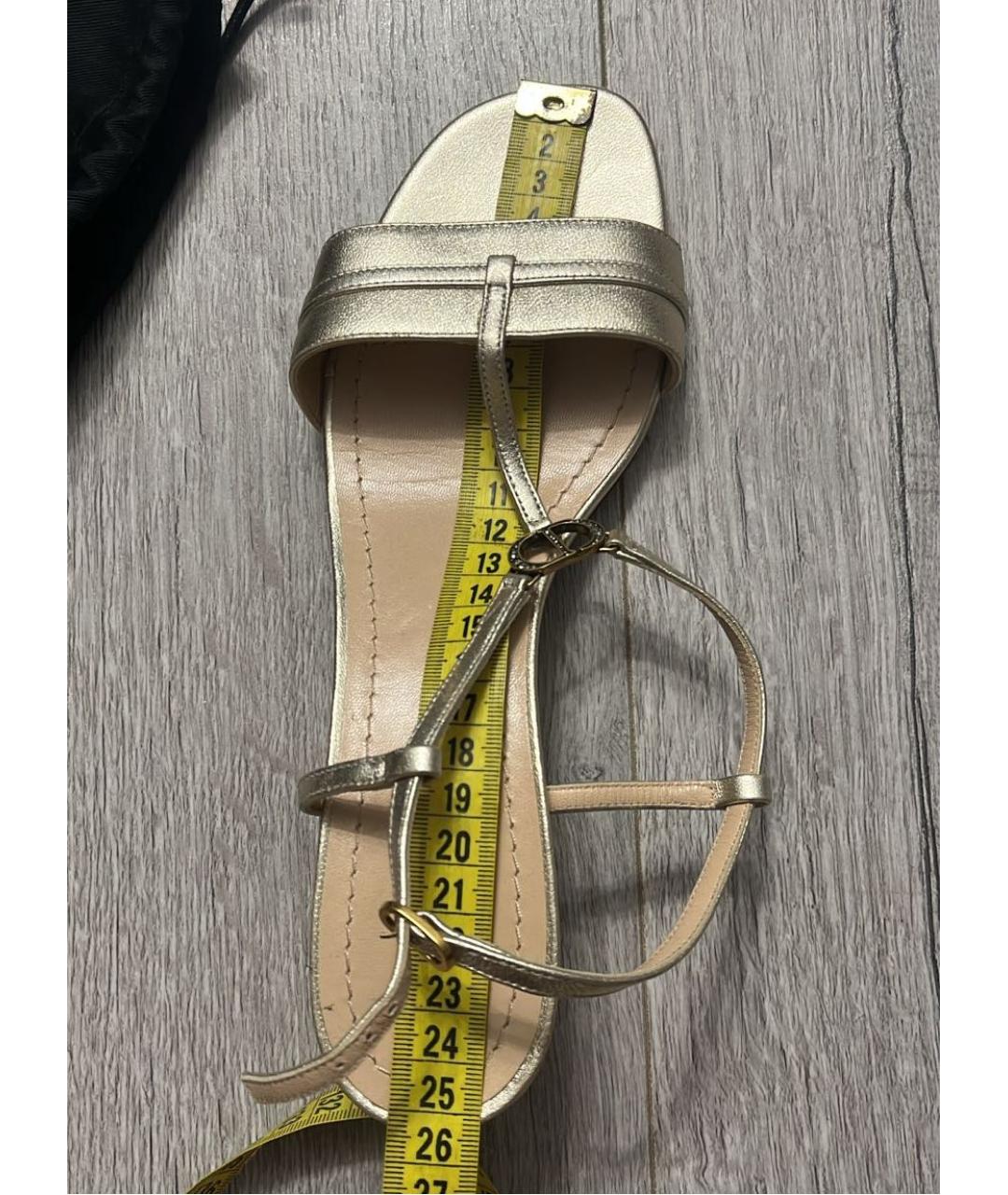 CHRISTIAN DIOR Золотые кожаные босоножки, фото 6