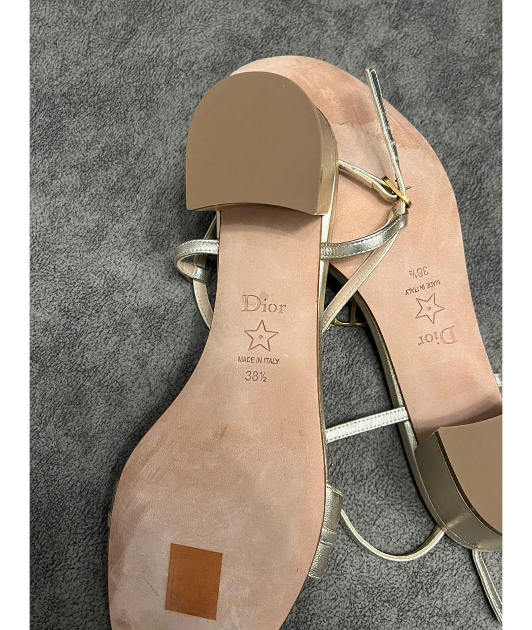 CHRISTIAN DIOR Золотые кожаные босоножки, фото 2
