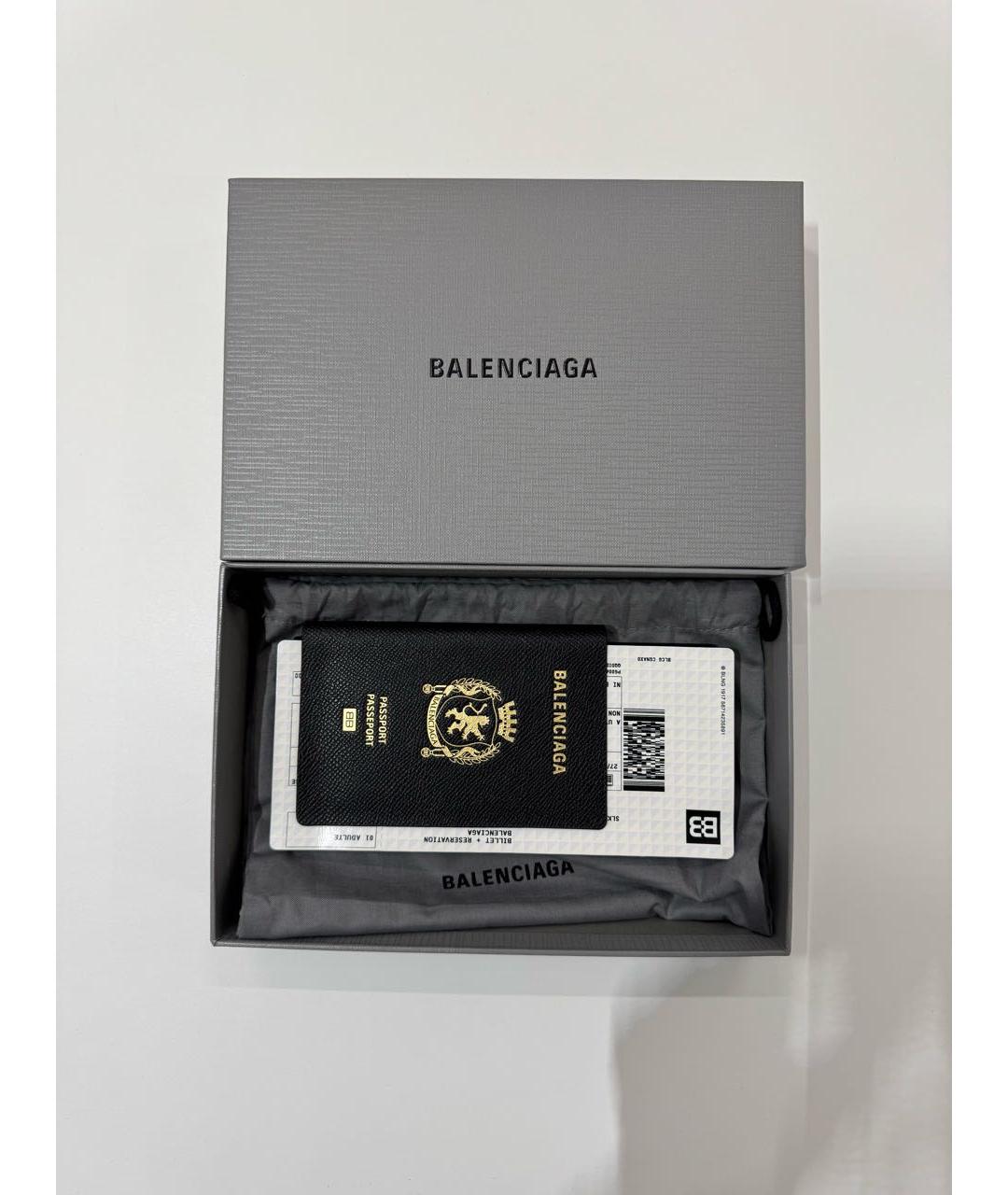 BALENCIAGA Черный кожаный кошелек, фото 4
