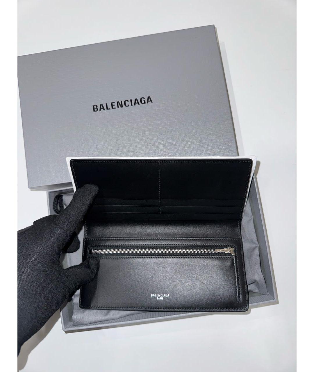 BALENCIAGA Черный кожаный кошелек, фото 2