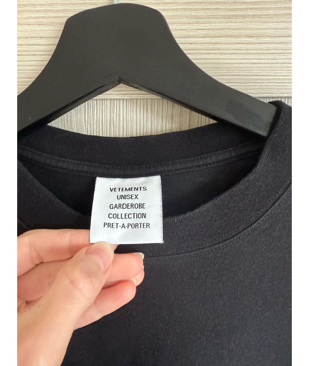 VETEMENTS Черная хлопковая футболка, фото 4
