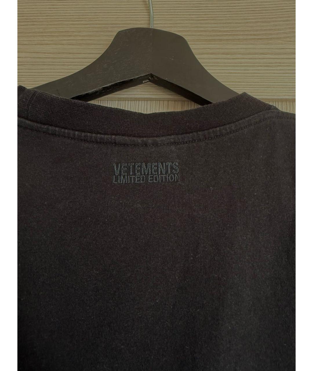 VETEMENTS Черная хлопковая футболка, фото 3