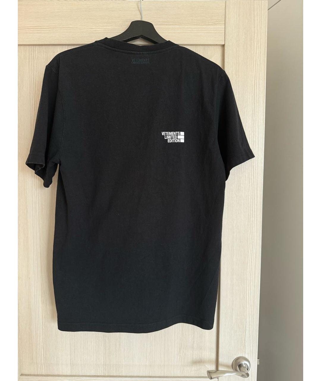 VETEMENTS Черная хлопковая футболка, фото 2