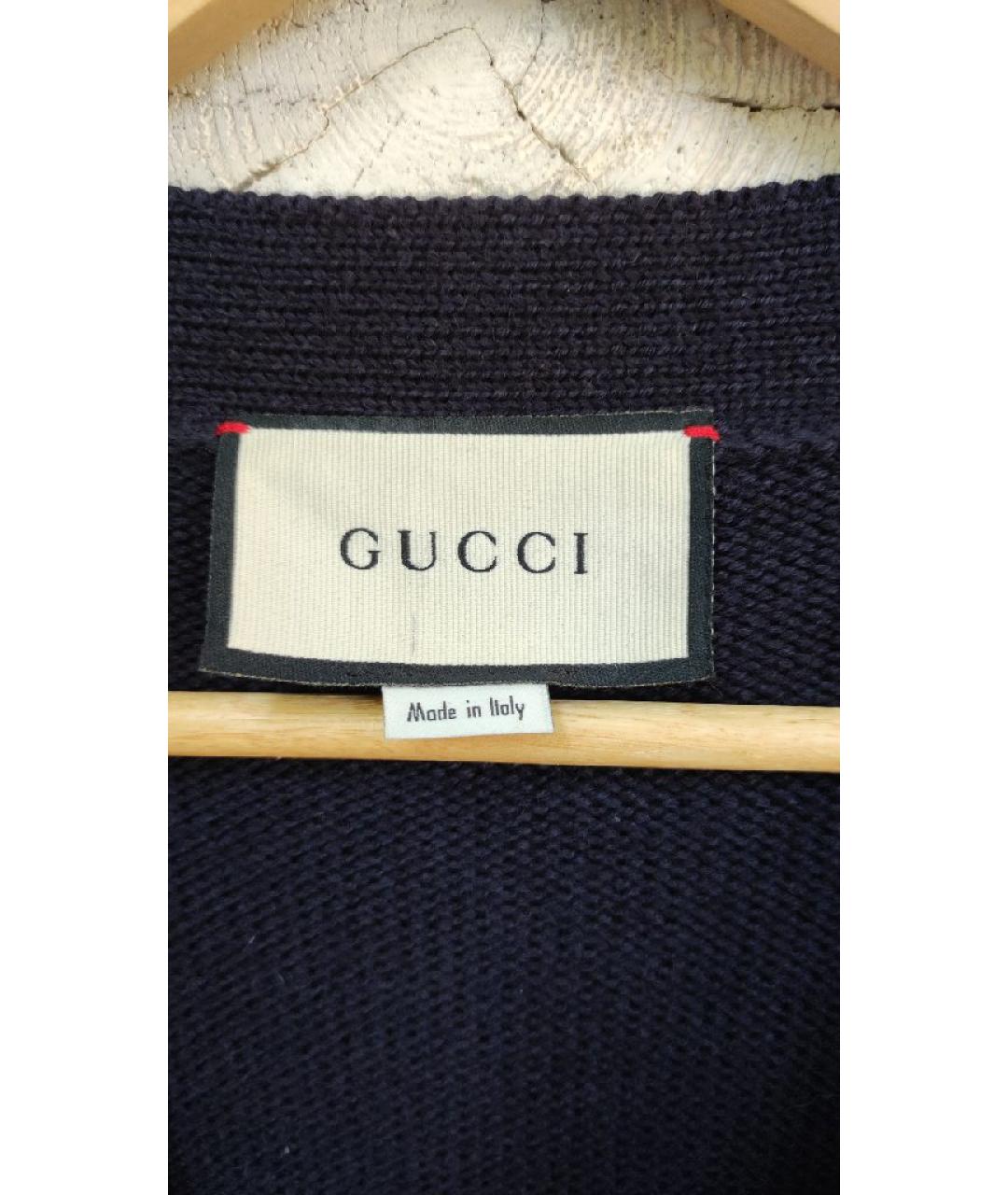 GUCCI Темно-синий шерстяной кардиган, фото 5