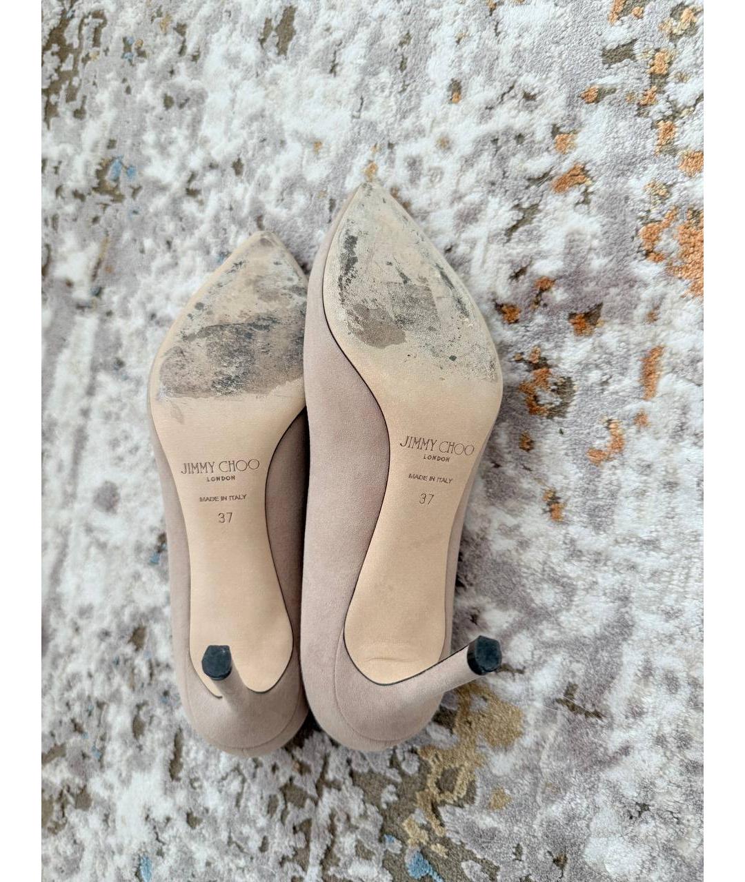 JIMMY CHOO Бежевые замшевые туфли, фото 4